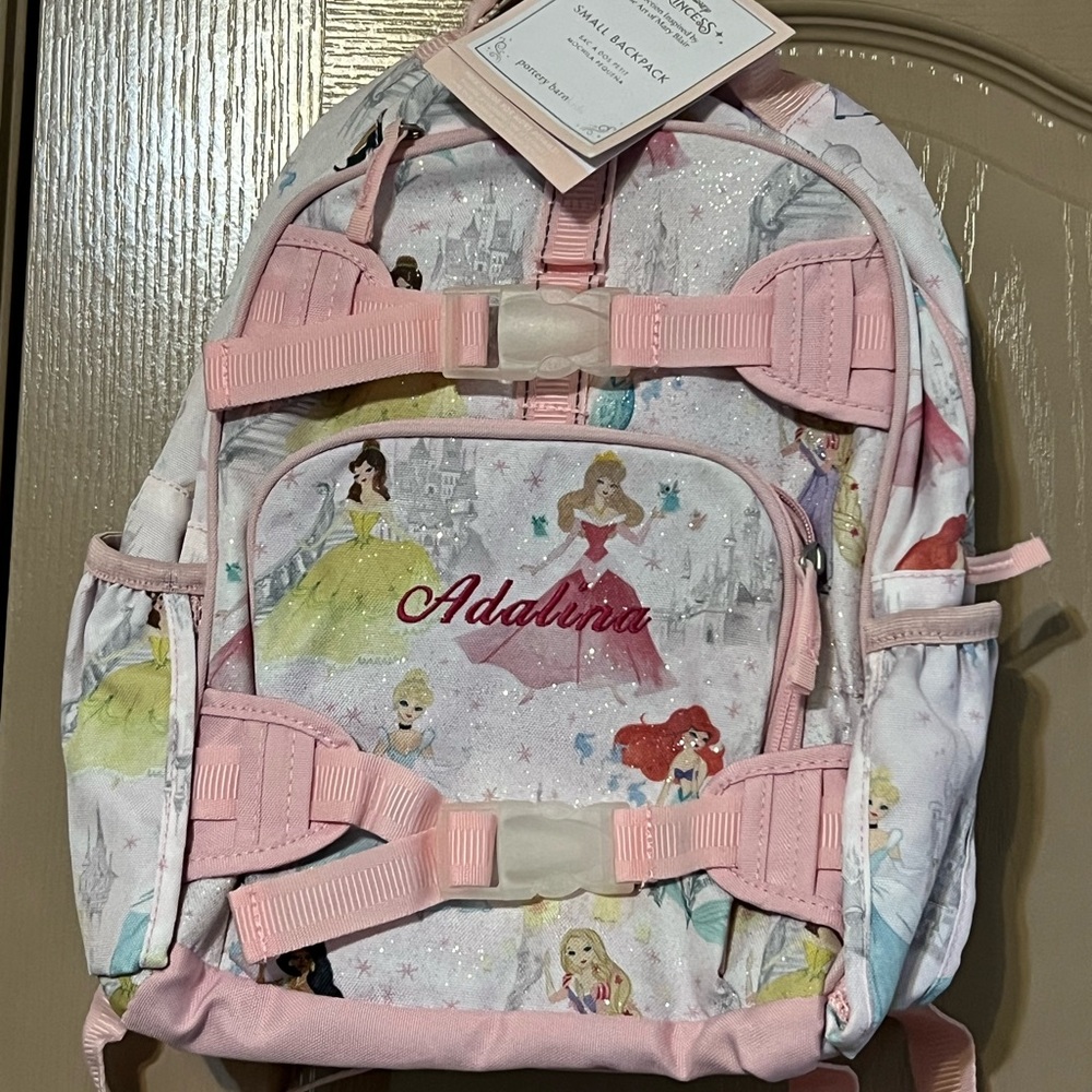 Disney Princess Glittery Pink and White Backpack